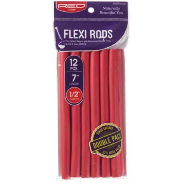 Red by Kiss Flexi Rods – 7" Length, 1/2" Diameter | 12PCS Value Pack for Tight, Defined Curls - Beauty Exchange Beauty Supply