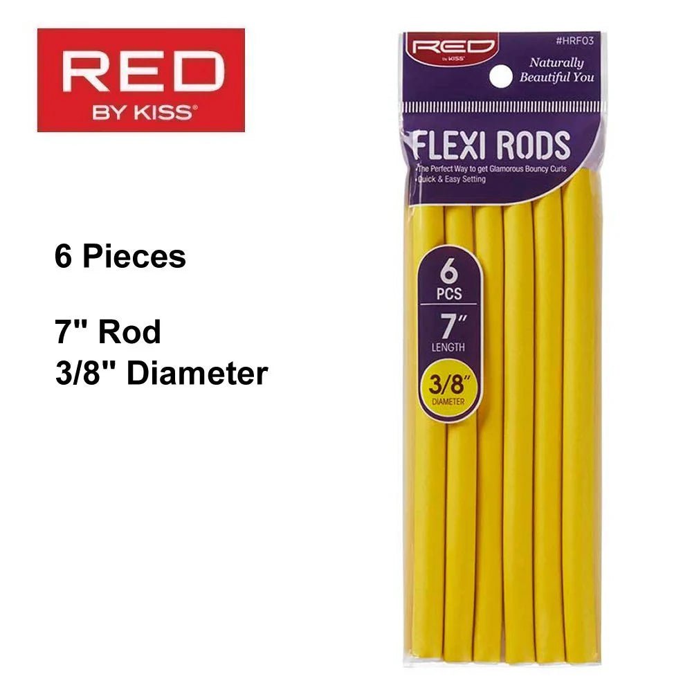 Red by Kiss Flexi Rods – 7" Length, 3/8" Diameter | 6PCS Value Pack for Defined, Springy Curls - Beauty Exchange Beauty Supply
