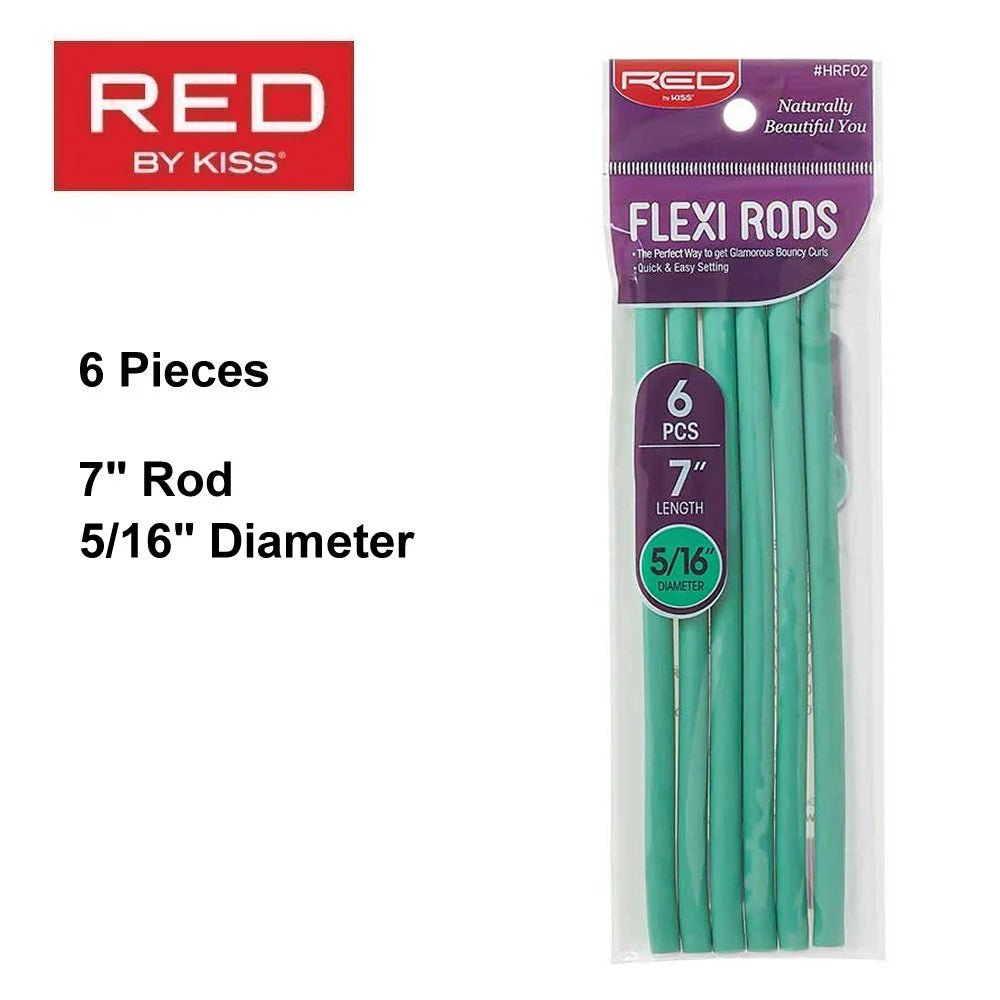 Red by Kiss Flexi Rods – 7" Length, 5/16" Diameter | 6PCS Value Pack for Defined, Tight Curls on Short to Medium Hair - Beauty Exchange Beauty Supply
