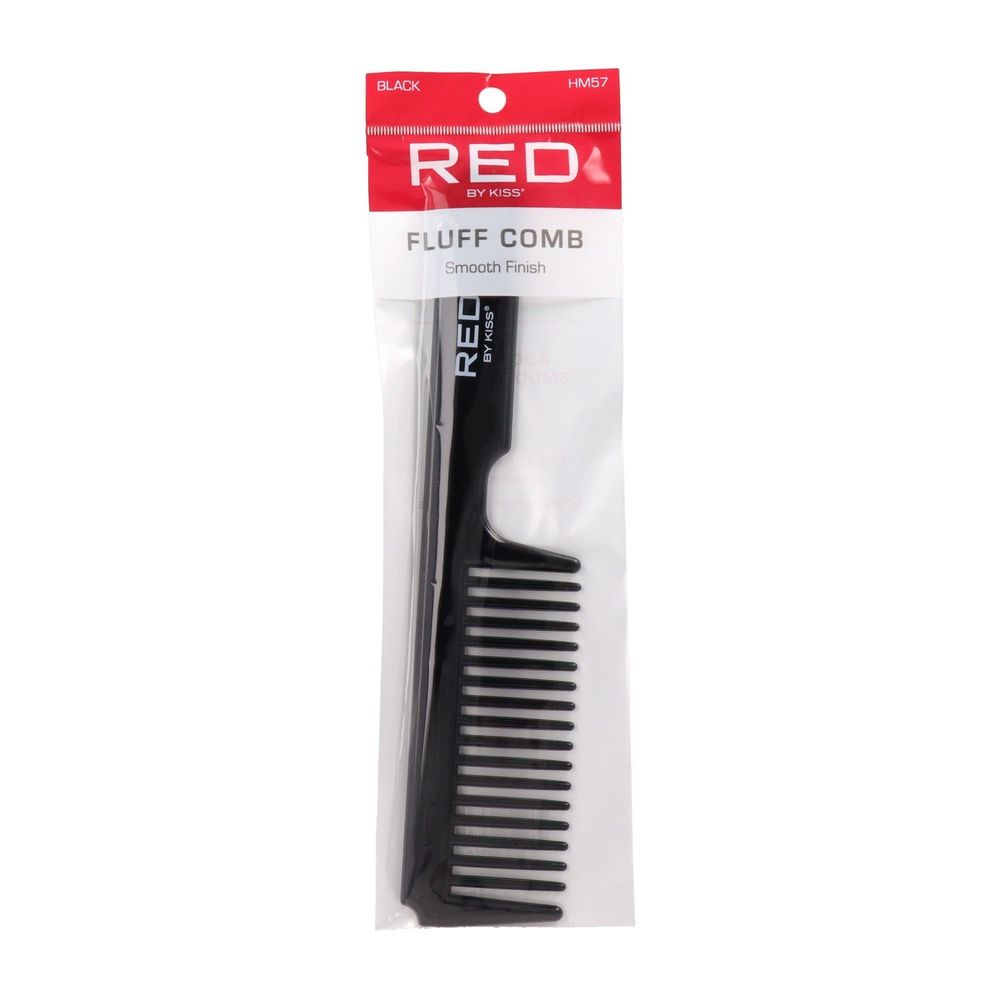 Red by Kiss Fluff Comb – Black, Ideal for Lifting & Shaping Natural Hair | HM57 | Adds Volume, Defines Shape & Detangles Gently - Beauty Exchange Beauty Supply