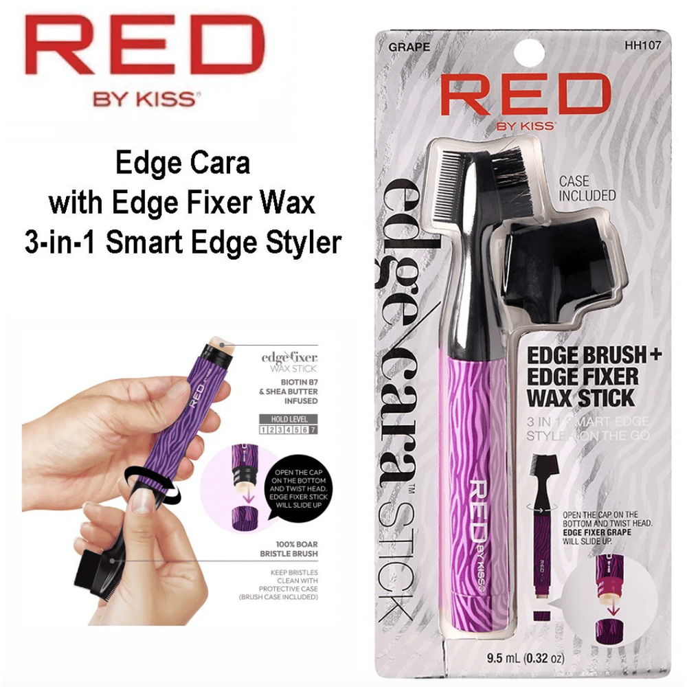 Red by Kiss Grape Edge Brush + Edge Fixer – HH107 | Strong Hold Edge Control with Fruity Scent & Precision Brush for Flawless Baby Hairs - Beauty Exchange Beauty Supply