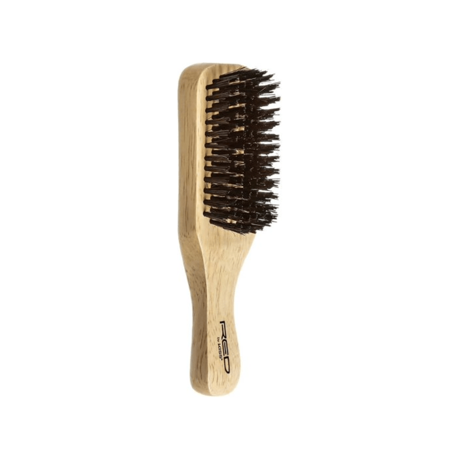 Red by Kiss Hard Club Boar Brush BOR05 – Deep Bristle Pull for Coarse Hair & Wave Training (Hard, Club Handle Design) - Beauty Exchange Beauty Supply