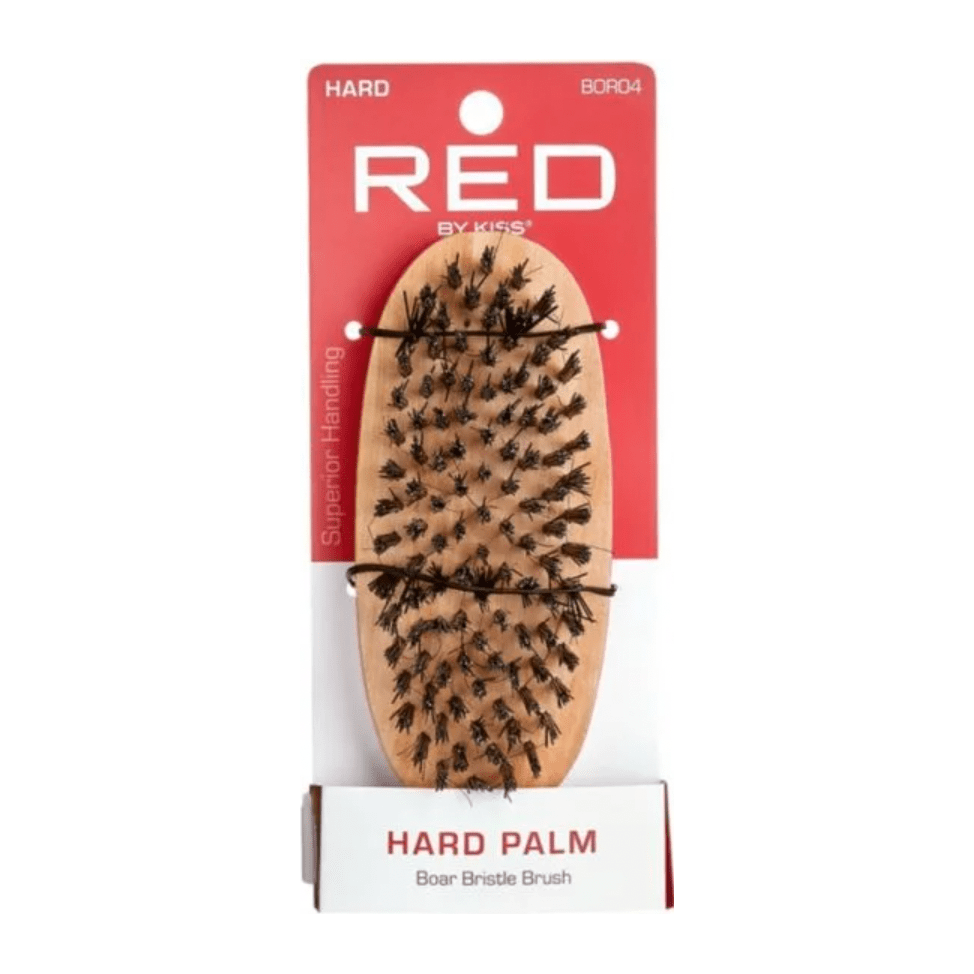 Red by Kiss Hard Palm Boar Brush BOR04 – Firm Bristles for Deep Wave Control & Precision Styling (Hard, Palm - Sized) - Beauty Exchange Beauty Supply
