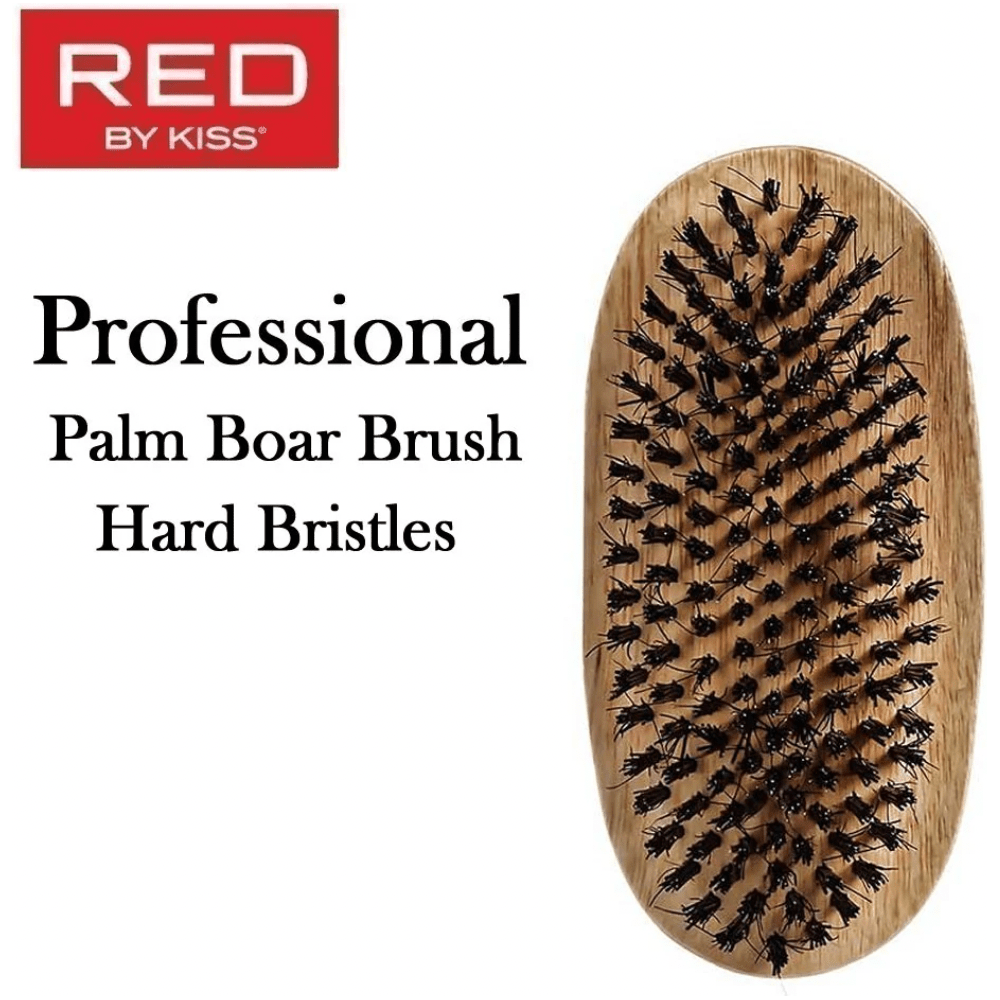 Red by Kiss Hard Palm Boar Brush BOR04 – Firm Bristles for Deep Wave Control & Precision Styling (Hard, Palm - Sized) - Beauty Exchange Beauty Supply