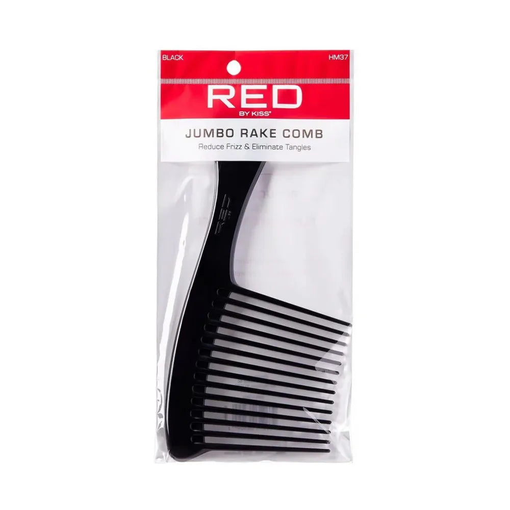 Red by Kiss Jumbo Rake Comb – HM37 | Wide Tooth Comb for Detangling Thick, Curly, or Textured Hair | Gentle & Durable - Beauty Exchange Beauty Supply