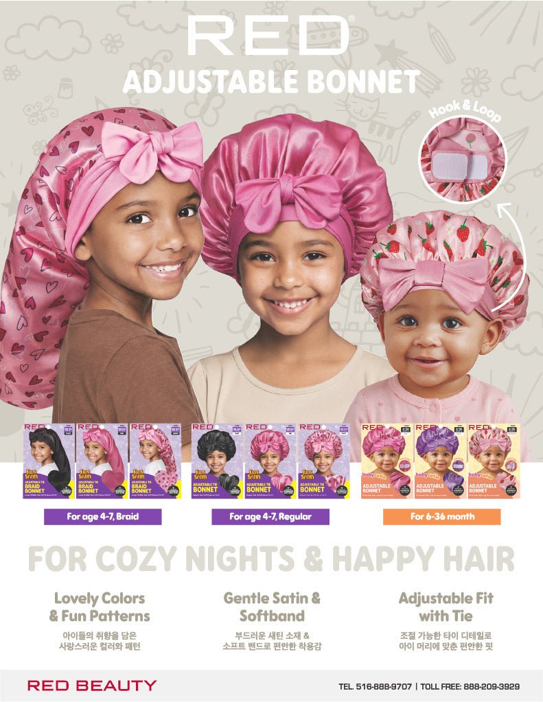 Red by Kiss Kids Adjustable Tie Bonnet - Beauty Exchange Beauty Supply
