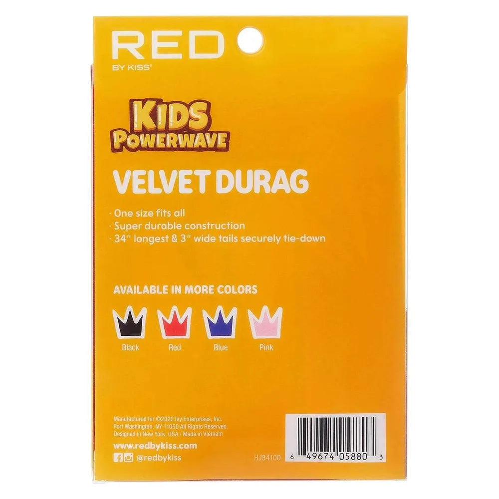 Red by Kiss Kids Power Wave Velvet Durag – Soft Velvet Compression for 360 Waves & Style Protection | HJ33–HJ34 - Beauty Exchange Beauty Supply