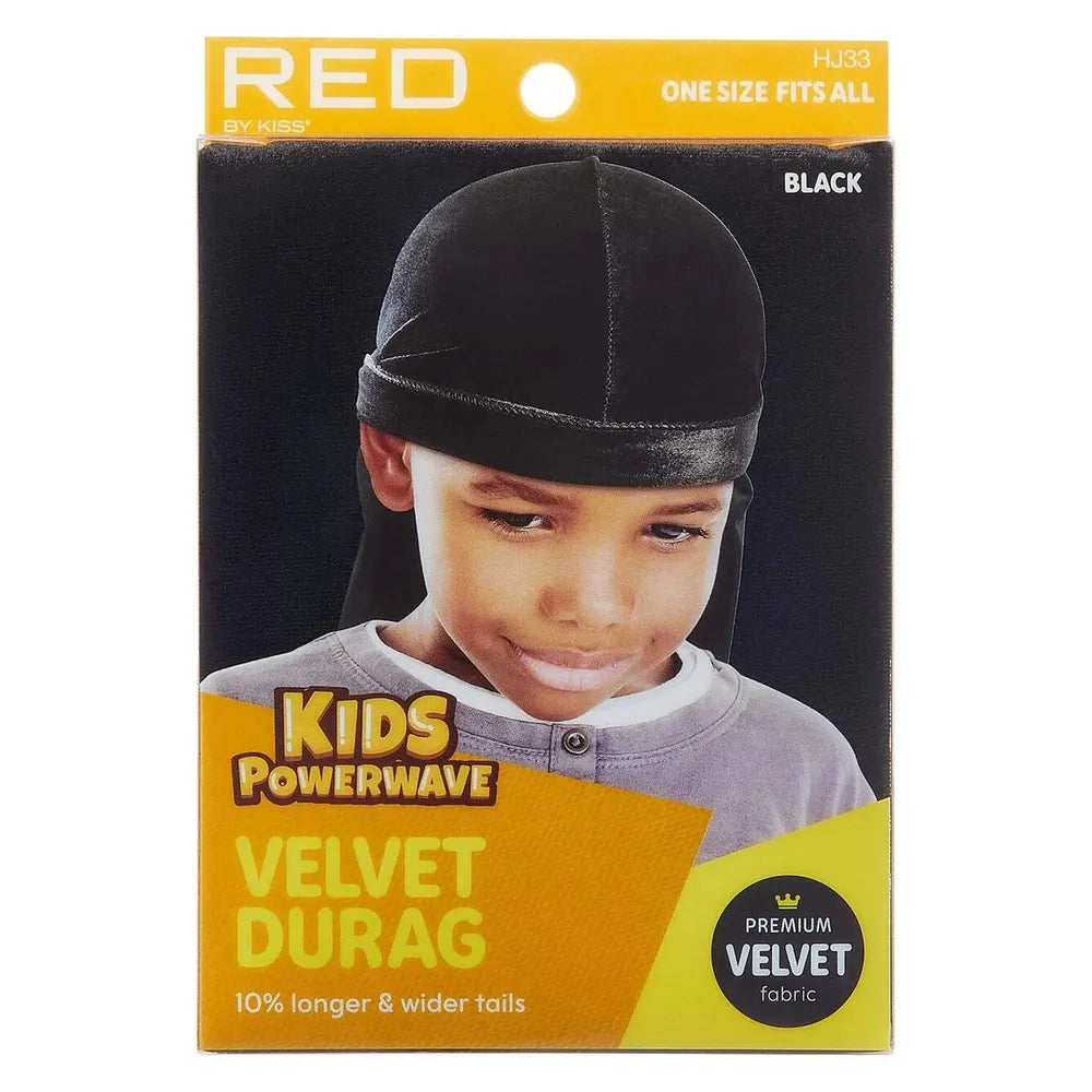 Red by Kiss Kids Power Wave Velvet Durag – Soft Velvet Compression for 360 Waves & Style Protection | HJ33–HJ34 - Beauty Exchange Beauty Supply