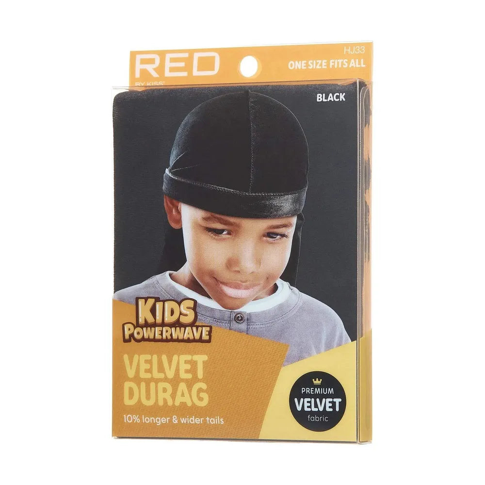 Red by Kiss Kids Power Wave Velvet Durag – Soft Velvet Compression for 360 Waves & Style Protection | HJ33–HJ34 - Beauty Exchange Beauty Supply