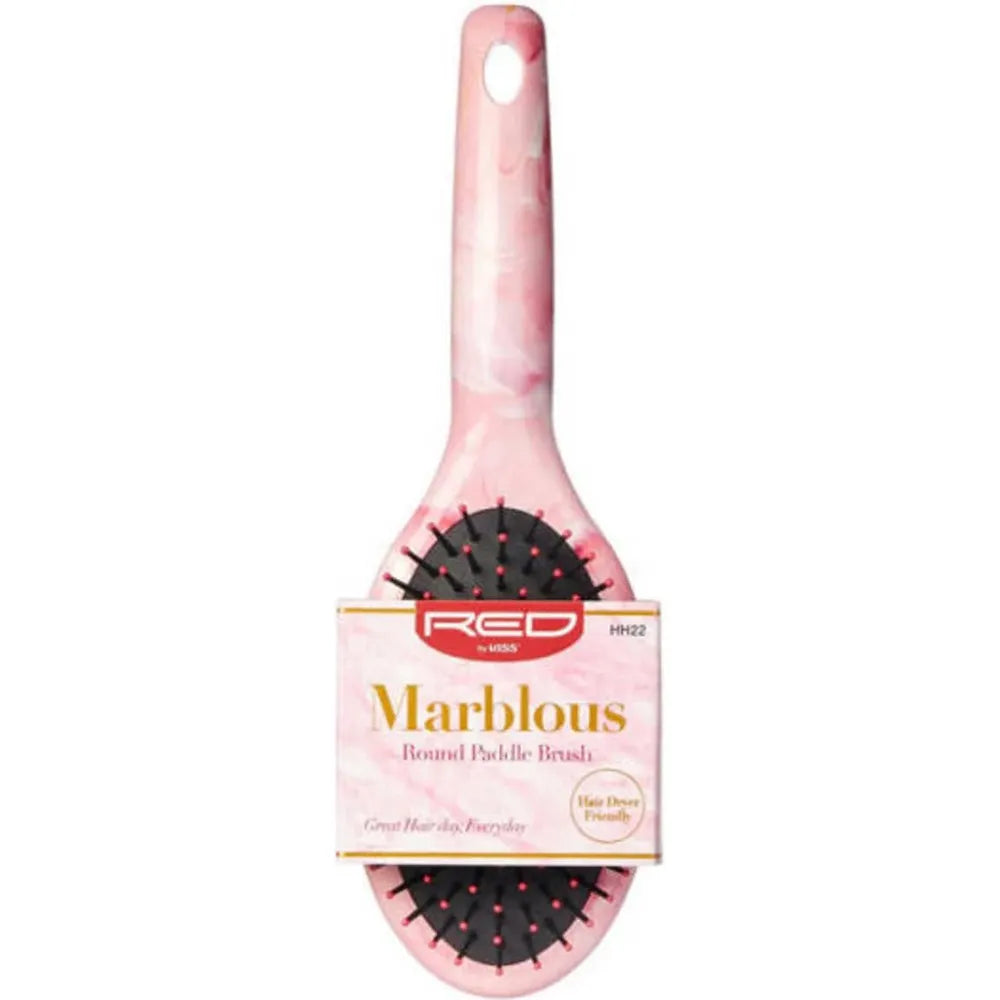 Red by Kiss Marblous Round Paddle Brush HH22 – Smooth, Shape & Shine in Style | Size: Standard Round Paddle - Beauty Exchange Beauty Supply
