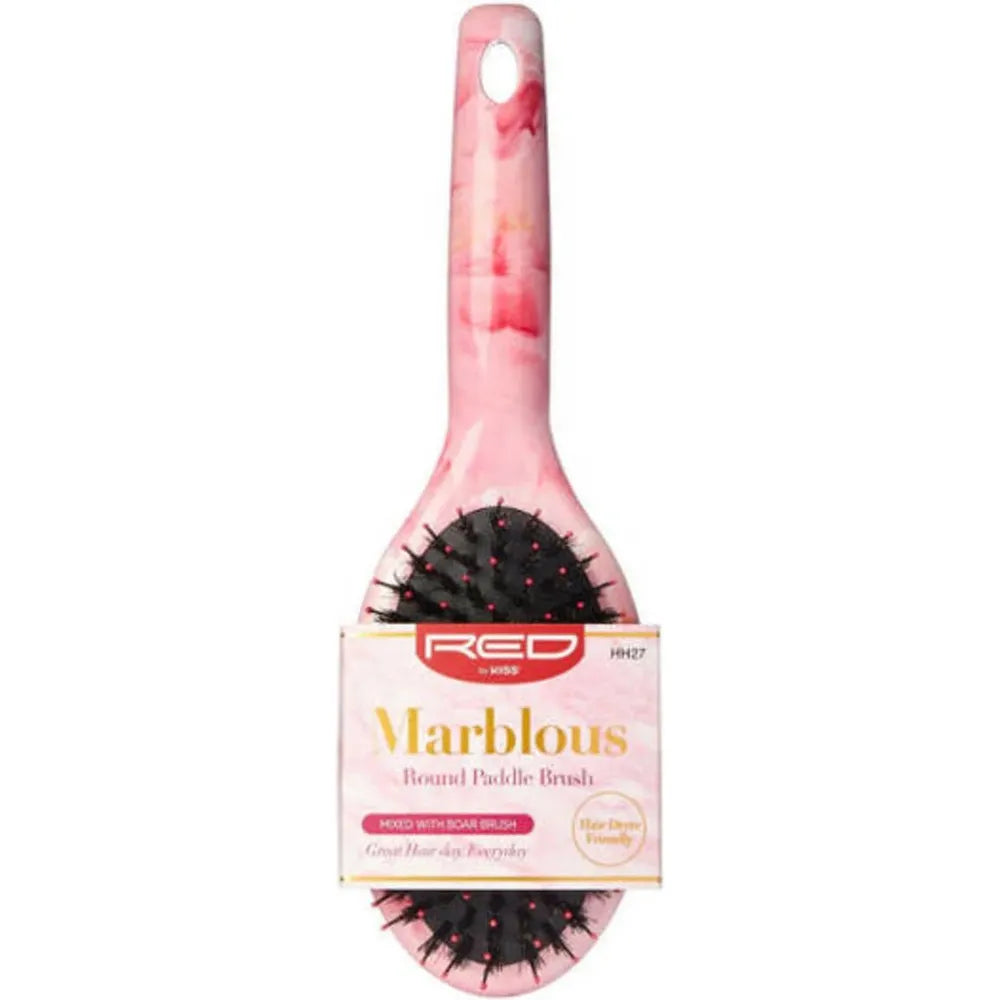 Red by Kiss Marblous Round Paddle Brush HH27 – Style, Smooth & Volumize in One Stroke | Size: Full Round Paddle - Beauty Exchange Beauty Supply