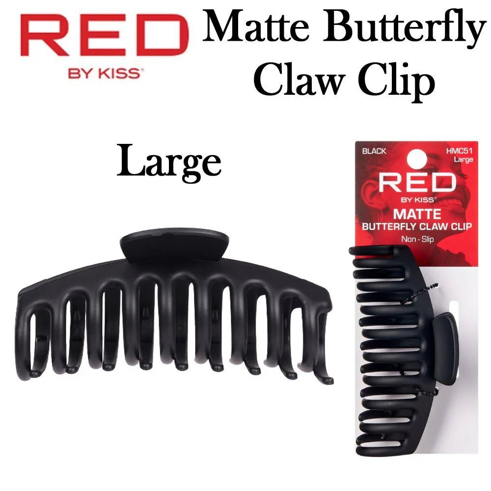 Red by Kiss Matte Butterfly Claw Clip – Large, Black, Soft Grip Hair Accessory (HMC51) - Beauty Exchange Beauty Supply