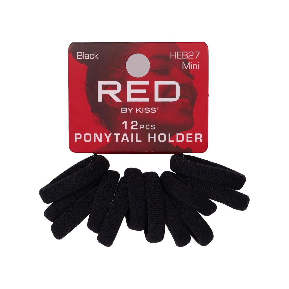 Red by Kiss Mini Ponytail Holders – No Damage, Maximum Hold, 12 Count (Black / Assorted Colors) - Beauty Exchange Beauty Supply