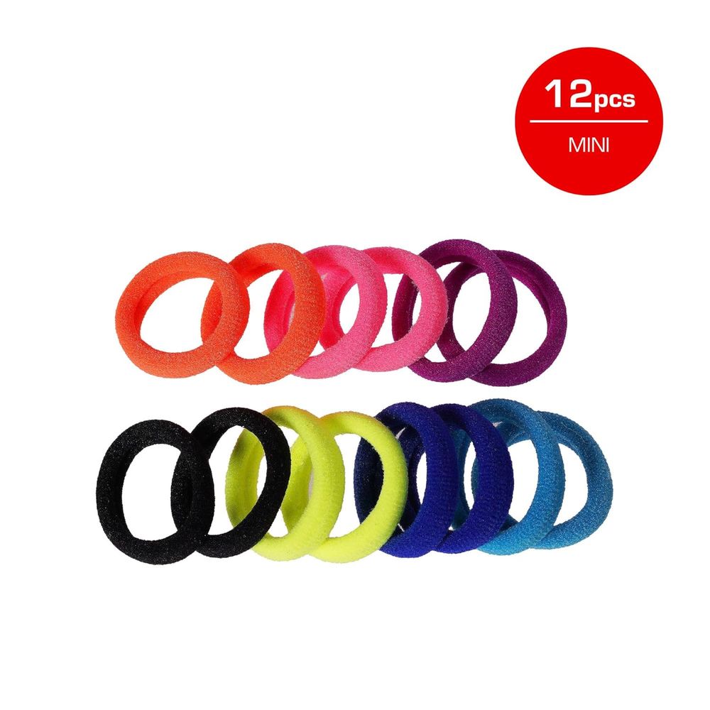 Red by Kiss Mini Ponytail Holders – No Damage, Maximum Hold, 12 Count (Black / Assorted Colors) - Beauty Exchange Beauty Supply