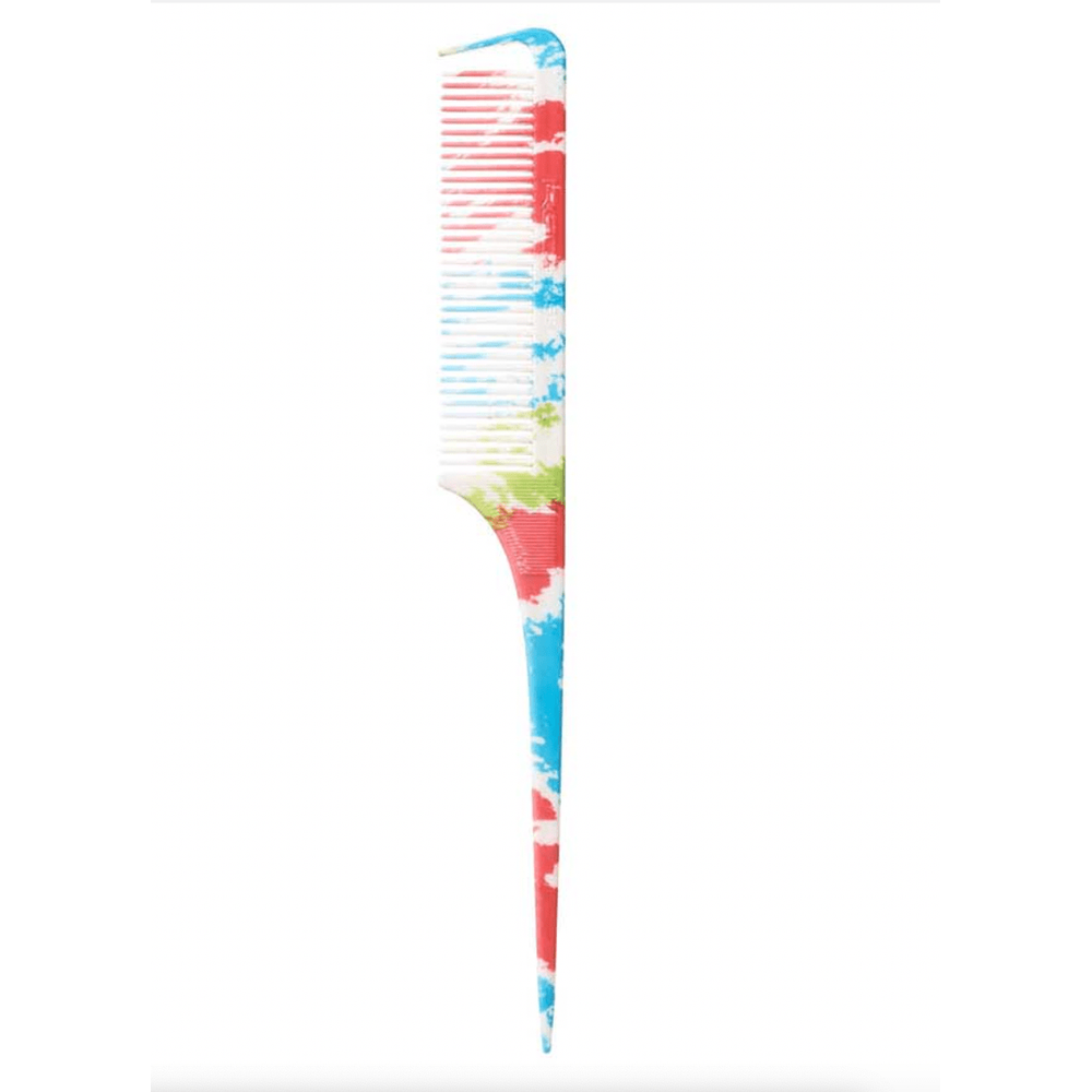 Red by Kiss Parting Pin Tail Comb – Red Tie Dye – HM43 | Fine - Tooth Precision Comb with Steel Tail for Clean Sections & Vibrant Style - Beauty Exchange Beauty Supply