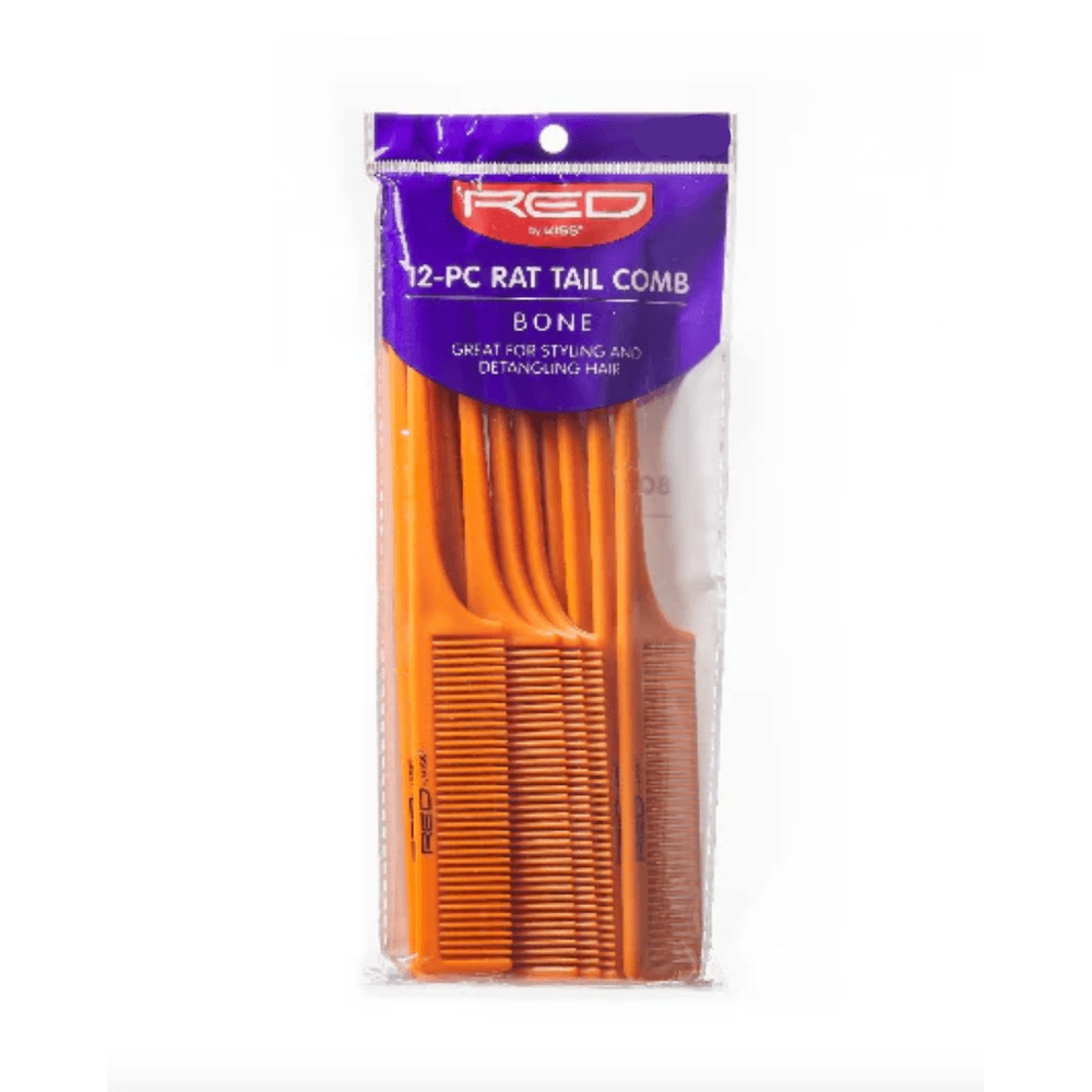 Red by Kiss Pin Tail Comb Set – Bone Color, Heat - Resistant & Anti - Static | 12 pcs | HM95J | Precision Styling Tool - Beauty Exchange Beauty Supply
