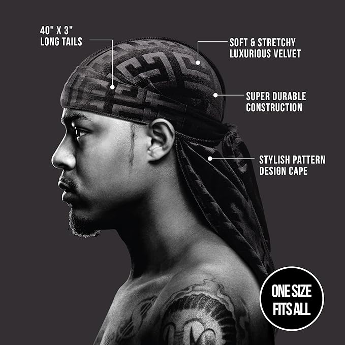 Red by Kiss Premium Bow Wow X Power Pattern Velvet Durag – Ultra - Rich Texture & Patterned Style | H91–H93 (Velvet Finish) - Beauty Exchange Beauty Supply