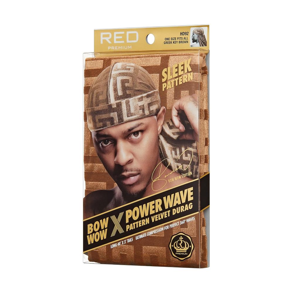 Red by Kiss Premium Bow Wow X Power Pattern Velvet Durag – Ultra - Rich Texture & Patterned Style | H91–H93 (Velvet Finish) - Beauty Exchange Beauty Supply