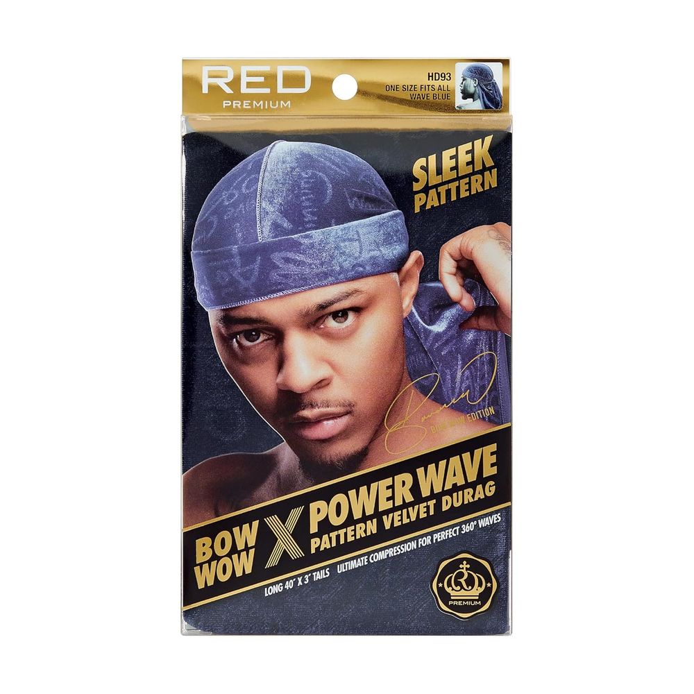 Red by Kiss Premium Bow Wow X Power Pattern Velvet Durag – Ultra - Rich Texture & Patterned Style | H91–H93 (Velvet Finish) - Beauty Exchange Beauty Supply