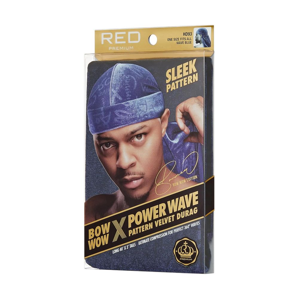 Red by Kiss Premium Bow Wow X Power Pattern Velvet Durag – Ultra - Rich Texture & Patterned Style | H91–H93 (Velvet Finish) - Beauty Exchange Beauty Supply