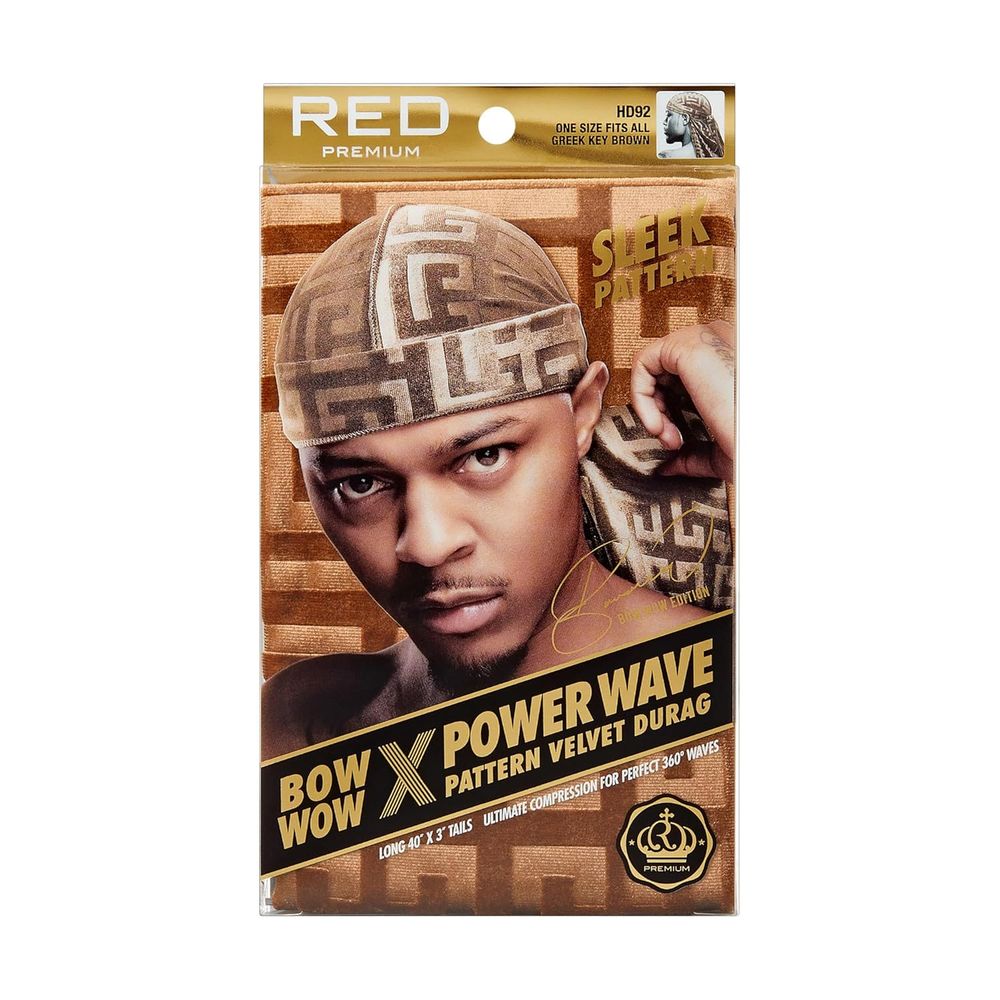 Red by Kiss Premium Bow Wow X Power Pattern Velvet Durag – Ultra - Rich Texture & Patterned Style | H91–H93 (Velvet Finish) - Beauty Exchange Beauty Supply