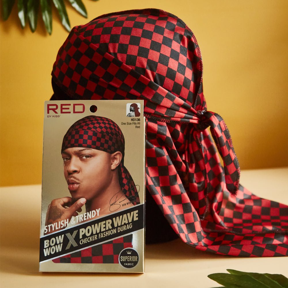 Red by Kiss Premium Bow Wow X Power Wave Checker Fashion Durag – Bold Checker Print & Wave Control | HD135–HD138 - Beauty Exchange Beauty Supply