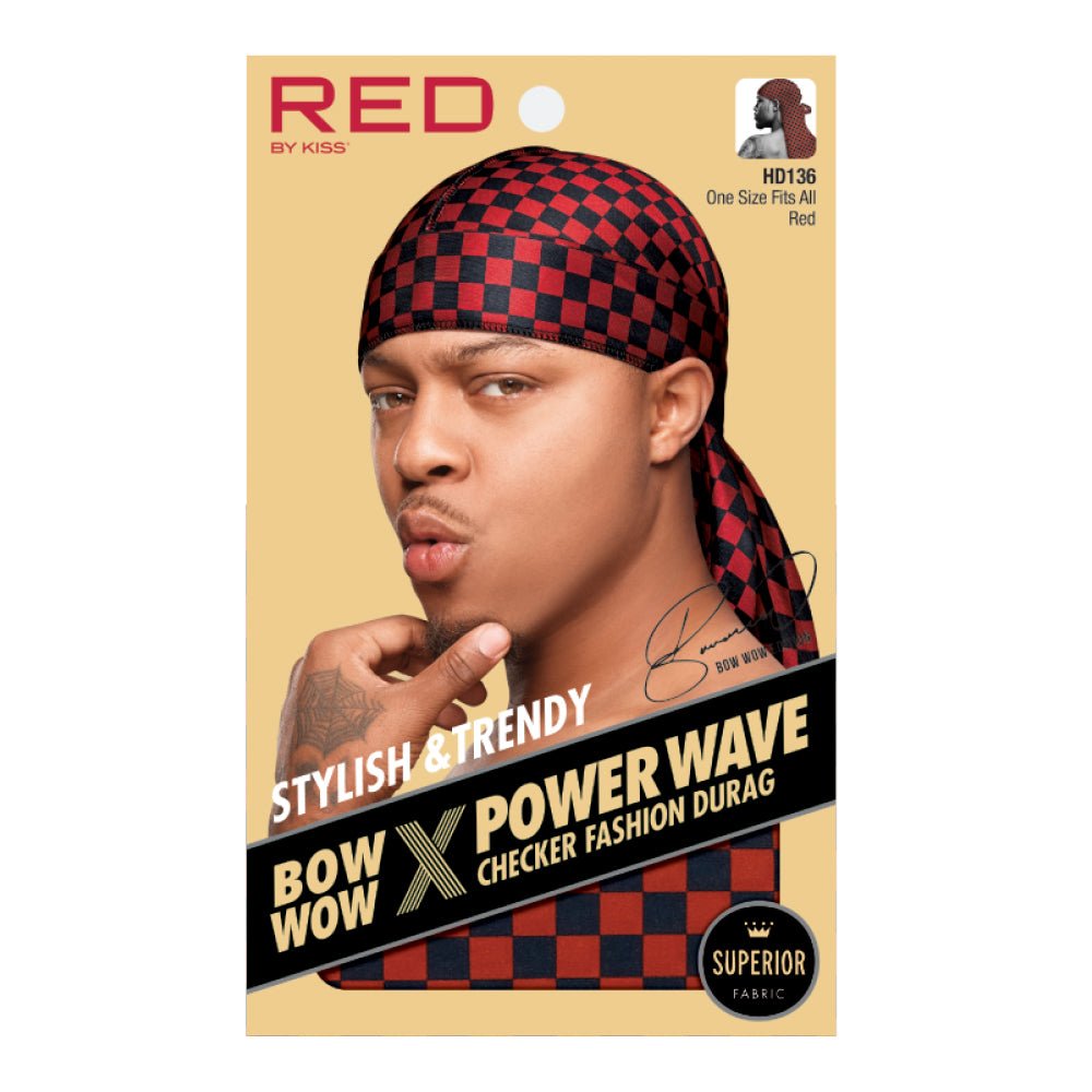 Red by Kiss Premium Bow Wow X Power Wave Checker Fashion Durag – Bold Checker Print & Wave Control | HD135–HD138 - Beauty Exchange Beauty Supply