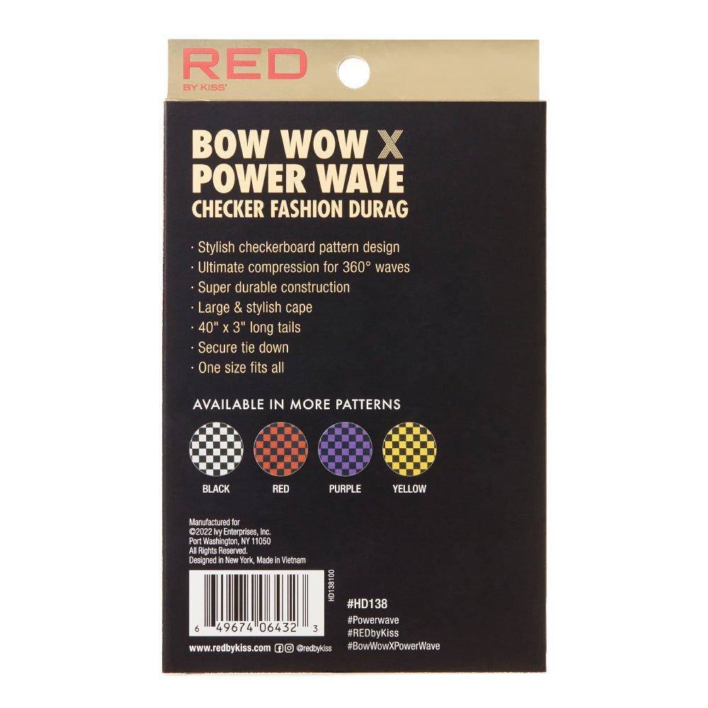 Red by Kiss Premium Bow Wow X Power Wave Checker Fashion Durag – Bold Checker Print & Wave Control | HD135–HD138 - Beauty Exchange Beauty Supply