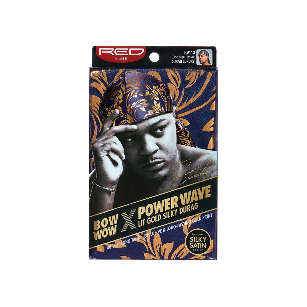 Red by Kiss Premium Bow Wow X Power Wave Lit Gold Silky Durag – Luxe Shine, Gold - Infused Prints, and Elite Hold | HD111–HD116 - Beauty Exchange Beauty Supply
