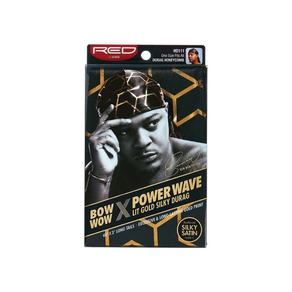 Red by Kiss Premium Bow Wow X Power Wave Lit Gold Silky Durag – Luxe Shine, Gold - Infused Prints, and Elite Hold | HD111–HD116 - Beauty Exchange Beauty Supply