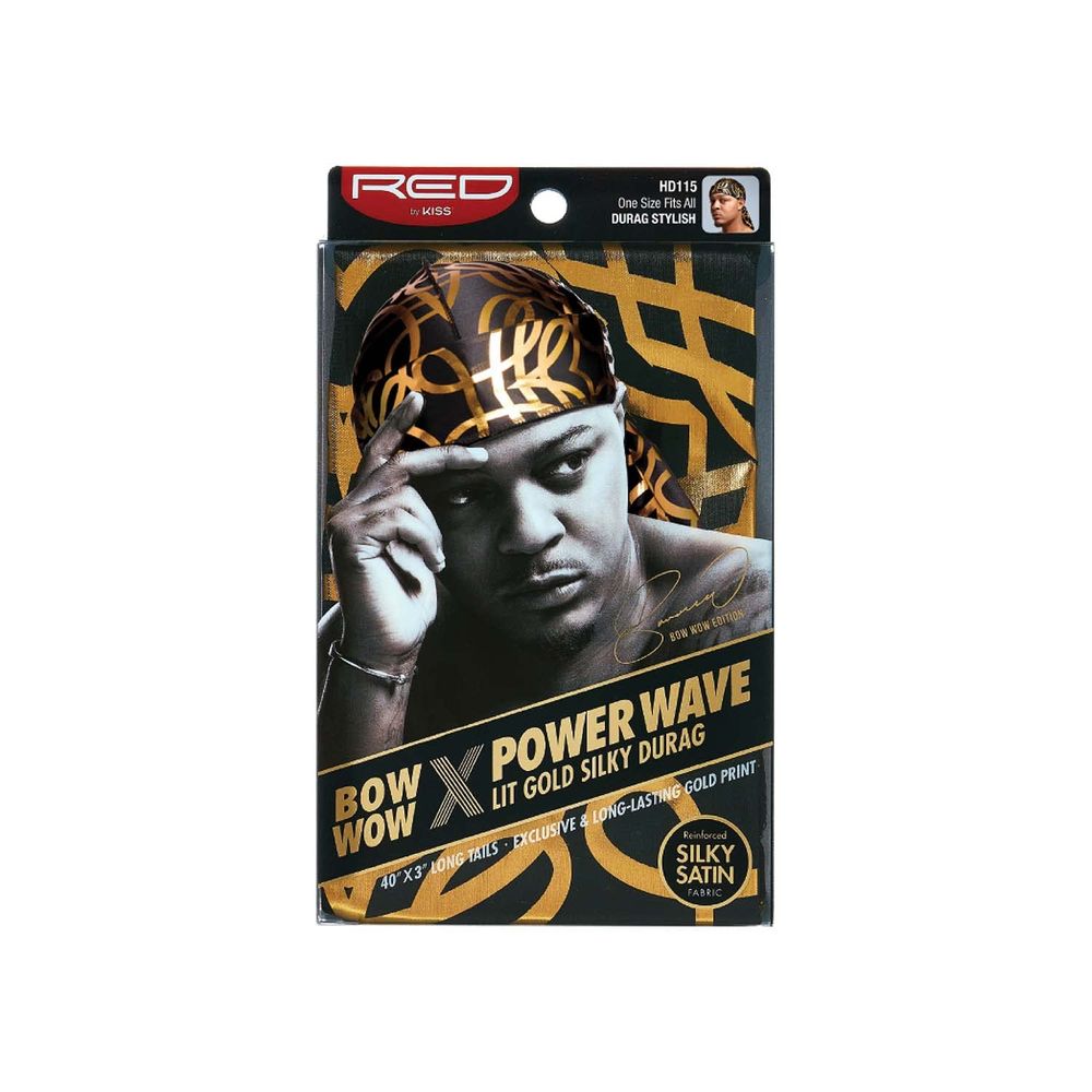 Red by Kiss Premium Bow Wow X Power Wave Lit Gold Silky Durag – Luxe Shine, Gold - Infused Prints, and Elite Hold | HD111–HD116 - Beauty Exchange Beauty Supply