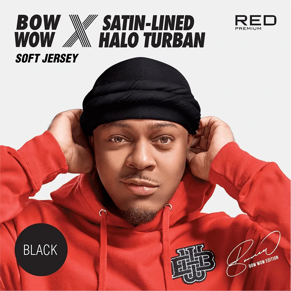 Red by Kiss Premium Bow Wow X Satin - Lined Halo Turban – Stylish Protection with Satin Interior | HD301–HD304 - Beauty Exchange Beauty Supply