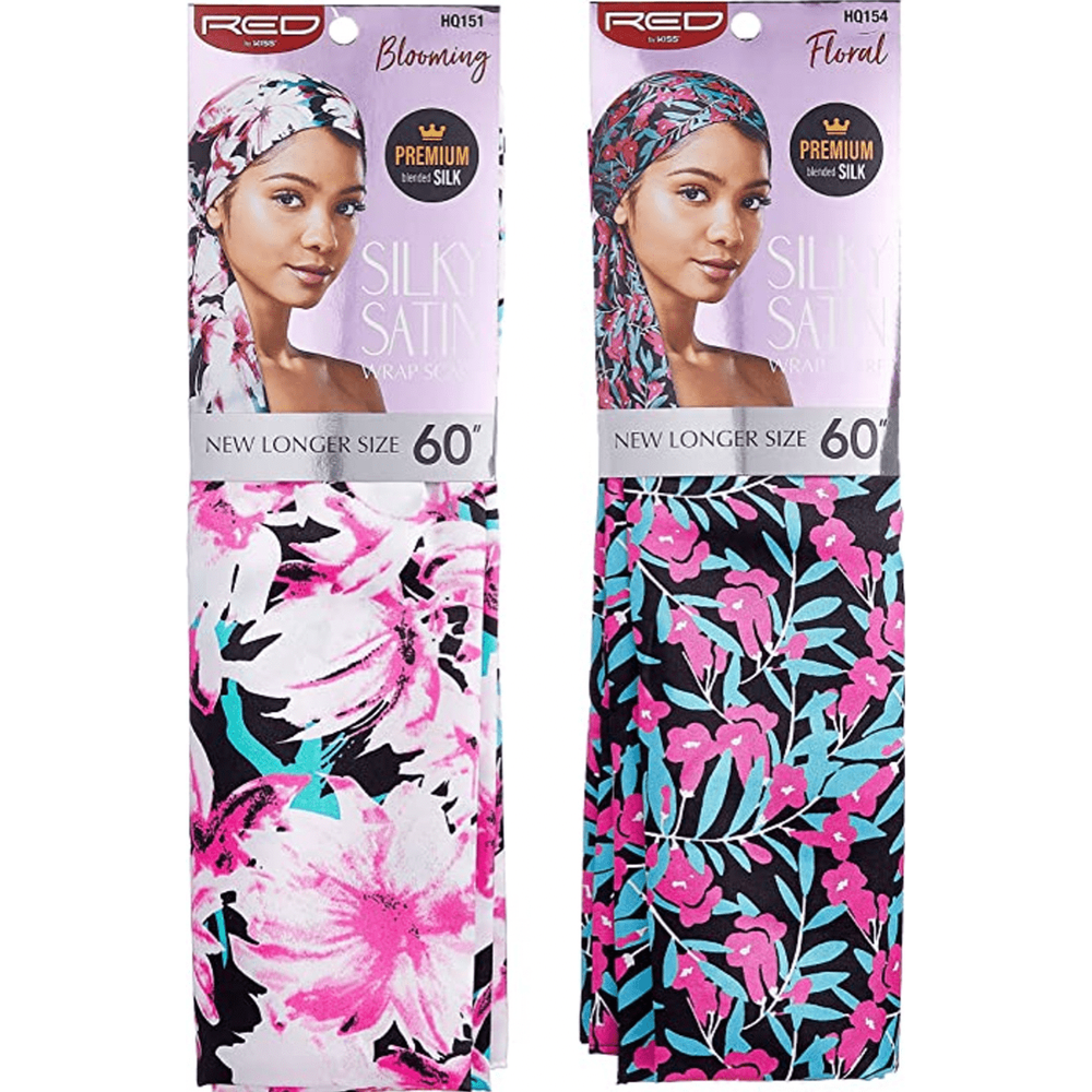 Red by Kiss Premium Charmeuse Silky Satin Scarf – Ultra - Smooth, Print - Packed, Frizz - Free Wrap | Blooming, Leopard, Tropical, White (HQ151–HQ155) - Beauty Exchange Beauty Supply