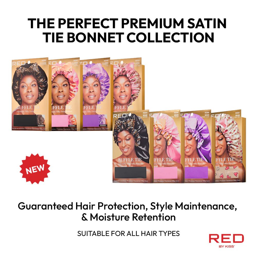 Red By Kiss Premium Satin Ruffle Tie Bonnet - Beauty Exchange Beauty Supply