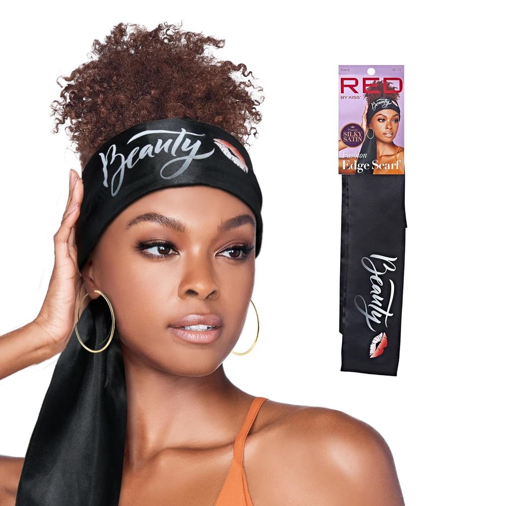 Red by Kiss Premium Silky Satin Fashion Edge Scarf – Smooth, Stylish & Mood - Matching | 60"x4" | Beauty, Glam, Super Girl & More (HQ176–HQ180) - Beauty Exchange Beauty Supply