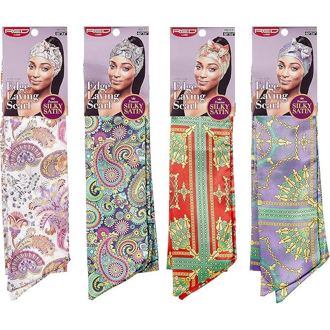 Red by Kiss Premium Silky Satin Scarf – Smooth, Protective & Print - Perfect | 60"x4" | Paisley, Status & White Variants (HQ116–HQ120) - Beauty Exchange Beauty Supply