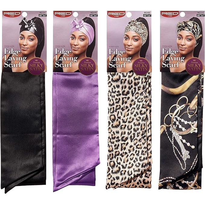 Red by Kiss Premium Silky Satin Scarf – Soft, Stylish & Protective Wrap | 60"x4" | Aztec, Luxury, Red, Pink, Purple (HQ106–HQ110) - Beauty Exchange Beauty Supply