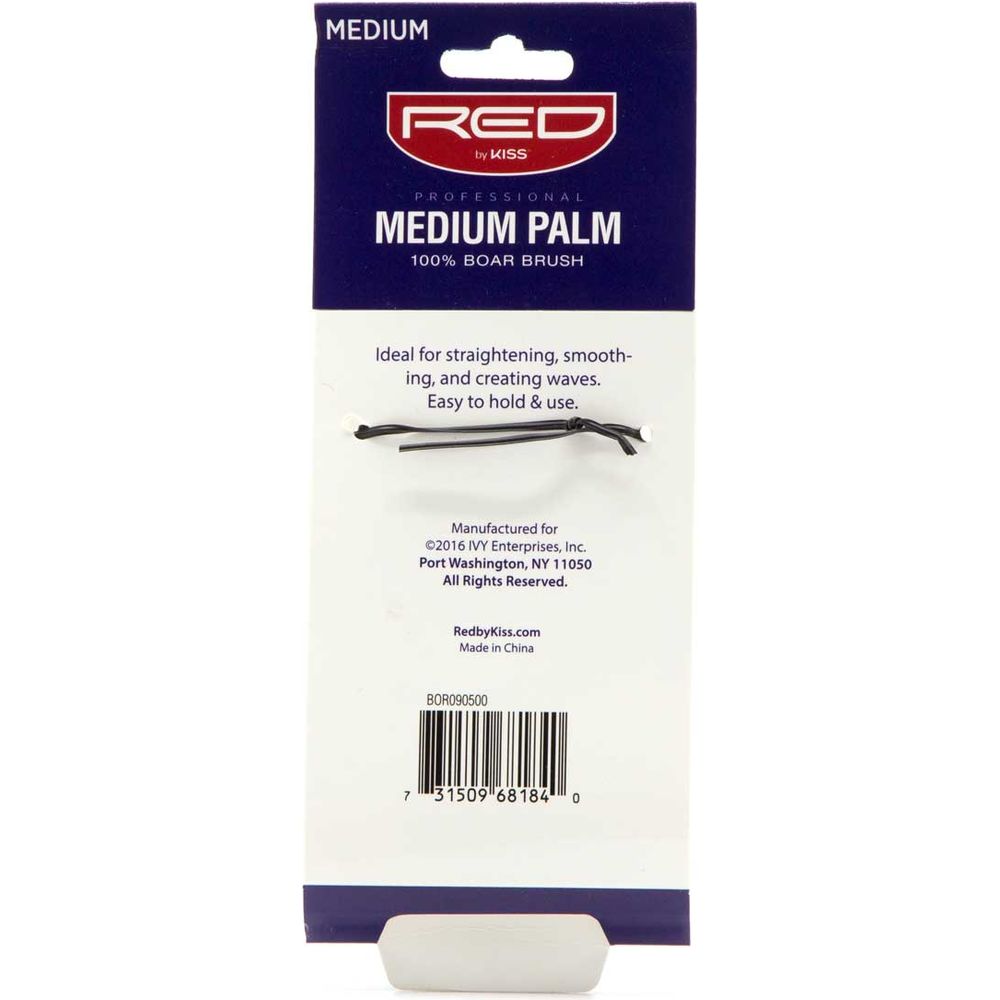 Red by Kiss Professional Medium Palm 100% Boar Brush BOR09 – Superior Grip & Smooth Wave Control (Medium, Palm - Sized) - Beauty Exchange Beauty Supply