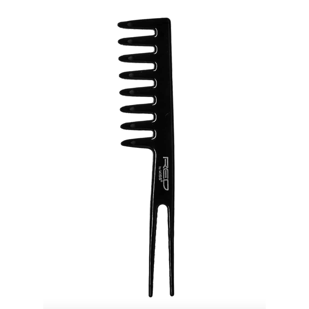 Red by Kiss Rake Comb – Black – HM38 | Wide - Tooth Comb for Detangling, Fluffing & Volumizing Natural or Curly Hair - Beauty Exchange Beauty Supply