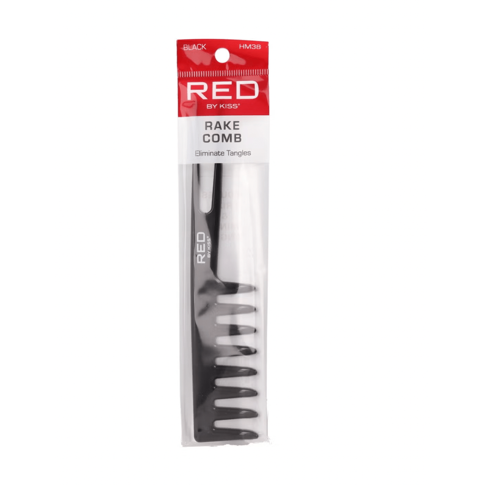Red by Kiss Rake Comb – Black – HM38 | Wide - Tooth Comb for Detangling, Fluffing & Volumizing Natural or Curly Hair - Beauty Exchange Beauty Supply