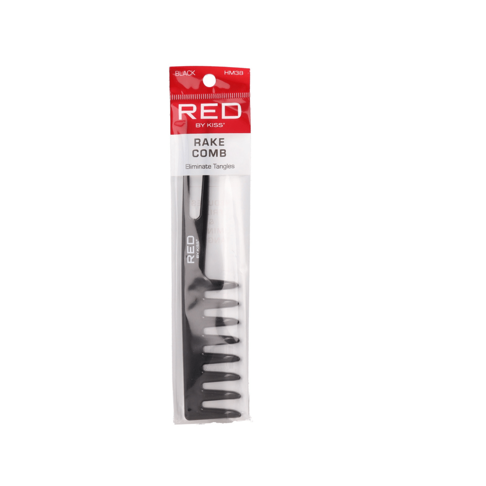 Red by Kiss Rake Comb – Black – HM38 | Wide - Tooth Comb for Detangling, Fluffing & Volumizing Natural or Curly Hair - Beauty Exchange Beauty Supply