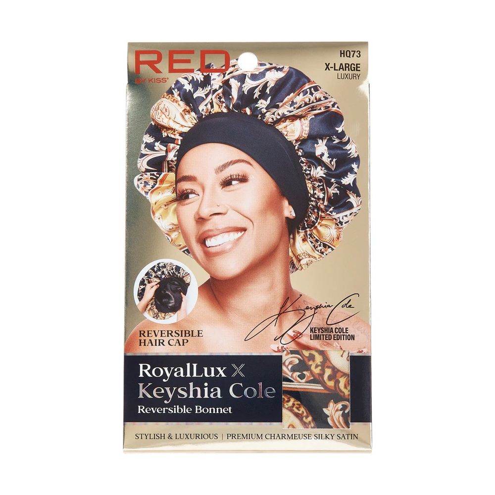 Red by Kiss Royal Lux x Keyshia Cole Reversible Bonnet – Two - Sided Satin Glam, Edge - Friendly Comfort (One Size) - Beauty Exchange Beauty Supply