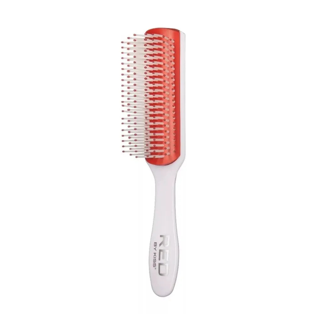 Red by Kiss Rubber Cushion Brush Small HH206 – Gentle Grip, Scalp - Friendly & Travel - Ready | Size: Small Cushion - Beauty Exchange Beauty Supply