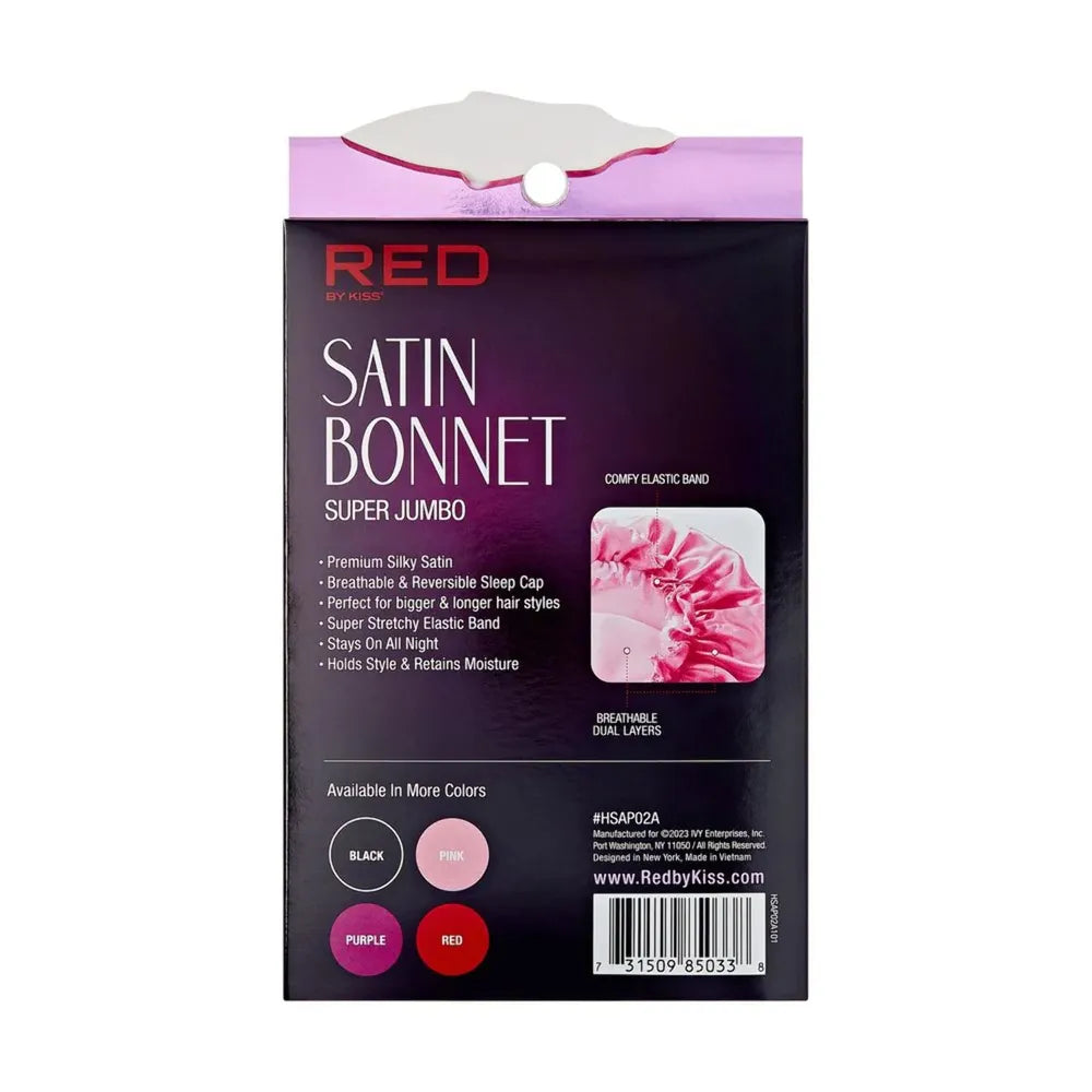 Red by Kiss Satin Bonnet – Super Jumbo | Maximum Coverage for Braids, Locs & Big Hair | Black & Assorted | One Size - Beauty Exchange Beauty Supply