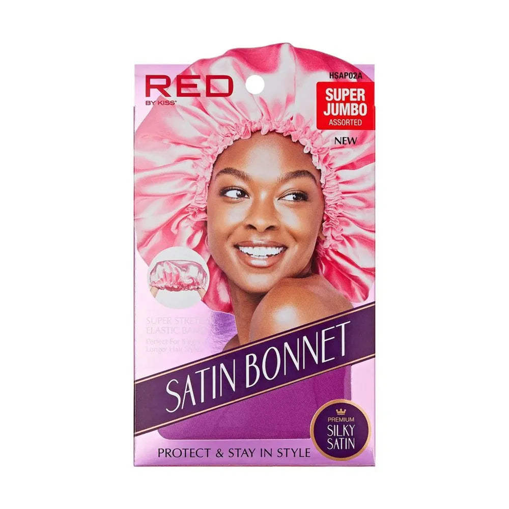 Red by Kiss Satin Bonnet – Super Jumbo | Maximum Coverage for Braids, Locs & Big Hair | Black & Assorted | One Size - Beauty Exchange Beauty Supply