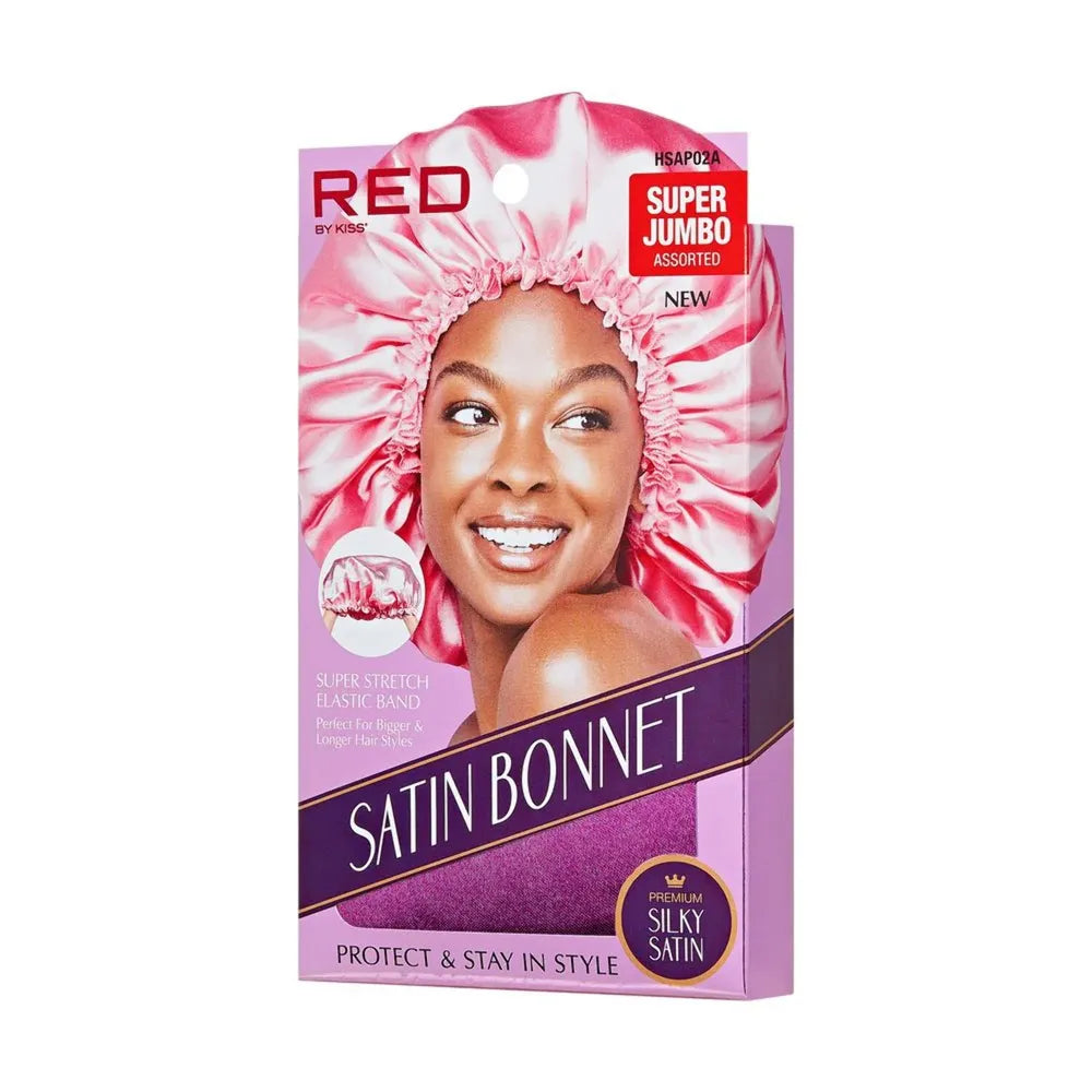 Red by Kiss Satin Bonnet – Super Jumbo | Maximum Coverage for Braids, Locs & Big Hair | Black & Assorted | One Size - Beauty Exchange Beauty Supply