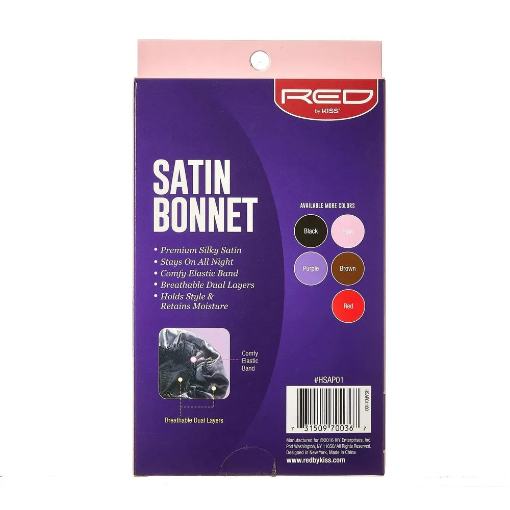 Red by Kiss Satin Bonnet – X - Large | Smooth Protection for Natural Styles & Braids | Black & Assorted | One Size - Beauty Exchange Beauty Supply