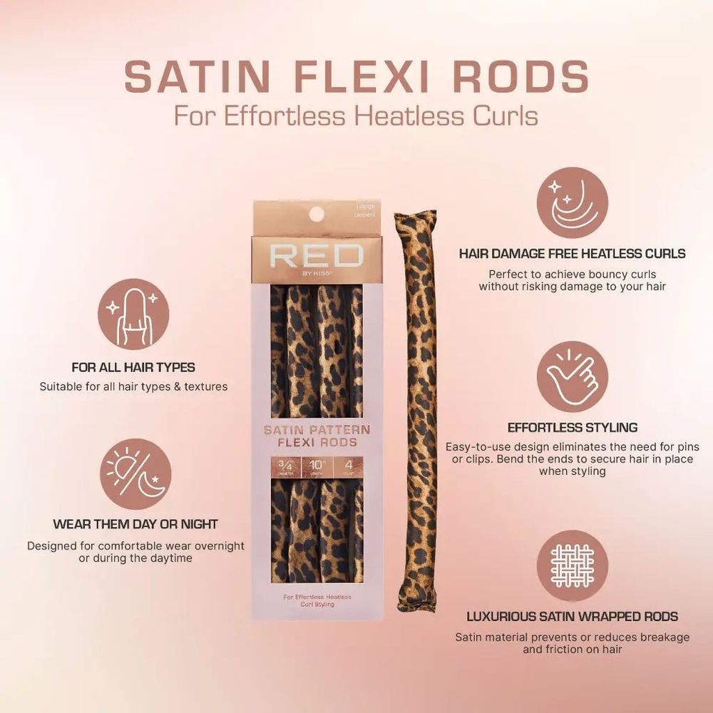 Red by Kiss Satin Flexi Rods – Animal Print - Beauty Exchange Beauty Supply
