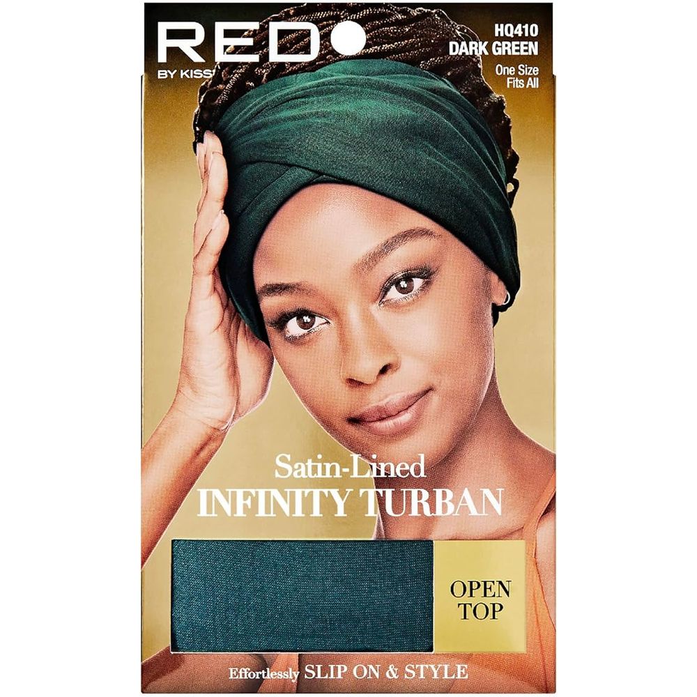 Red by Kiss Satin - Lined Infinity Turban - Open Top | Perfect for High Buns & Ponytails | Black, Charcoal, Dark Green | One Size - Beauty Exchange Beauty Supply