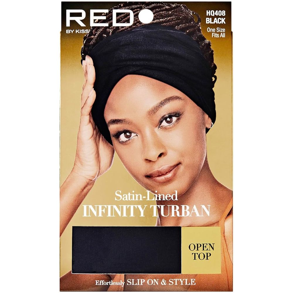 Red by Kiss Satin - Lined Infinity Turban - Open Top | Perfect for High Buns & Ponytails | Black, Charcoal, Dark Green | One Size - Beauty Exchange Beauty Supply